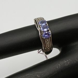 Sterling Silver and Purple Gemstone Stone Ring